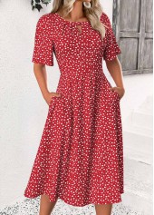 Red Polka Dot Short Sleeve Round Neck Dress | thumb picture 