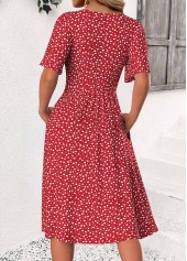 Red Polka Dot Short Sleeve Round Neck Dress | thumb picture 