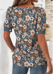 Multi Color Floral Print Short Sleeve T Shirt | thumb picture 
