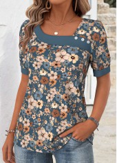 Multi Color Floral Print Short Sleeve T Shirt | thumb picture 