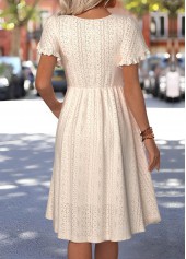 Beige Short Sleeve Boat Neck Dress | thumb picture 