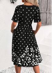 Black Polka Dot Half Sleeve Round Neck Dress | thumb picture 