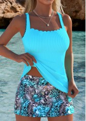 Mid Waisted Leopard Cyan Tankini Set | thumb picture 