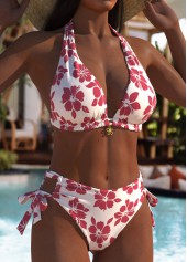 High Waisted Floral Print Hot Pink Bikini Set | thumb picture 