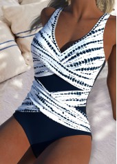 Tie Dye Print Navy One Piece Swimwear
