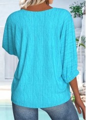 Cyan 3/4 Sleeve Round Neck Blouse | thumb picture 