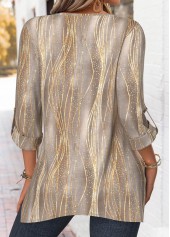 Gray Brown Ombre Long Sleeve Round Neck Blouse | thumb picture 