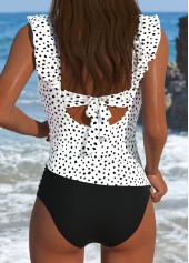 Polka Dot White Square Neck Tankini Top-No Bottom | picture 2