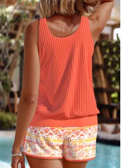 Mid Waisted Geometric Print Orange Tankini Set | thumb picture 
