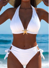 High Waisted Tie White Bikini Set