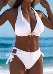 High Waisted Tie White Bikini Set