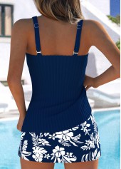 Mid Waisted Floral Print Navy Tankini Set | thumb picture 