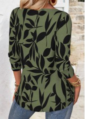 Green Leaf Print Long Sleeve T Shirt | thumb picture 
