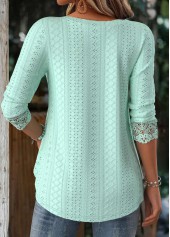Light Green Long Sleeve Square Neck T Shirt | thumb picture 