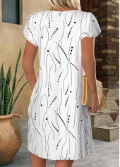 White Button Short Asymmetrical Neck Dress | thumb picture 