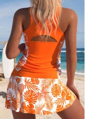 Mid Waisted Leaf Print Orange Tankini Set | thumb picture 
