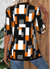 Black Geometric Print Half Sleeve Fake Two Piece Twinset | thumb picture 