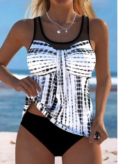 Tie Dye Print Black Tankini Set