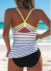 Striped Black Ruched Detail Tankini Top-No Bottom | picture 2