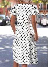 White Polka Dot Short Sleeve Square Neck Dress | thumb picture 