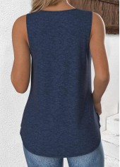 Plus Size Navy Sleeveless V Neck Tank Top