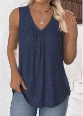Plus Size Navy Sleeveless V Neck Tank Top