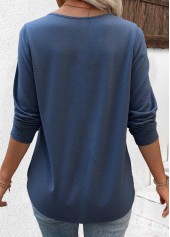 Blue Long Sleeve Round Neck T Shirt | thumb picture 