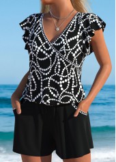 Geometric Print Black One Piece Swimwear | thumb picture 