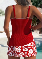 Mid Waisted Floral Print Red Tankini Set | thumb picture 