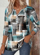Multi Color Geometric Print Long Sleeve T Shirt | thumb picture 