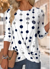 Multi Color Geometric Print Long Sleeve T Shirt