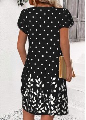 Black Polka Dot Short V Neck Dress | thumb picture 