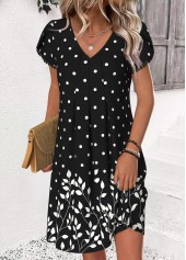Black Polka Dot Short V Neck Dress | thumb picture 