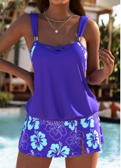 Mid Waisted Floral Print Purple Tankini Set | thumb picture 