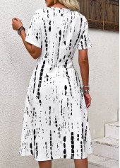 Black Geometric Print Short Sleeve Round Neck Dress | thumb picture 