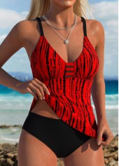Tie Dye Print Red Tankini Set | thumb picture 