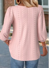 Light Pink 3/4 Sleeve Split Neck Blouse | thumb picture 