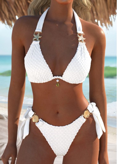 women clothes image of Low Waisted Tie White Bikini Set