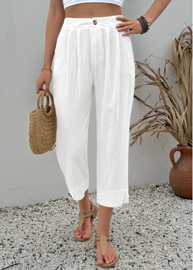 women clothes image of White Button Fly High Waisted Pants