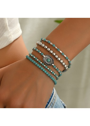 women clothes image of Turquoise Color Alloy Detail Elastic Bracelets