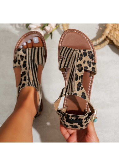 women clothes image of Dark Coffee Leopard Round Toe Falt