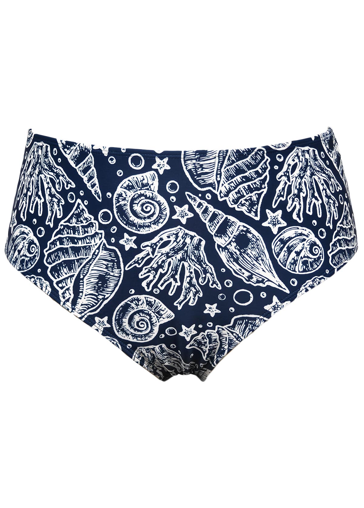 Contrast Binding Marine Life Print Navy Tankini Set | picture 