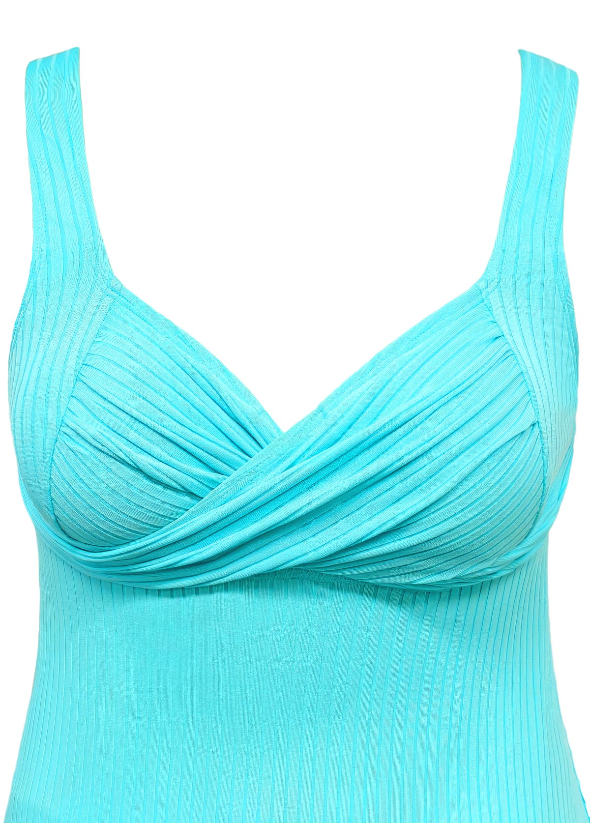 Mid Waisted Leaf Print Cyan Tankini Set | picture 