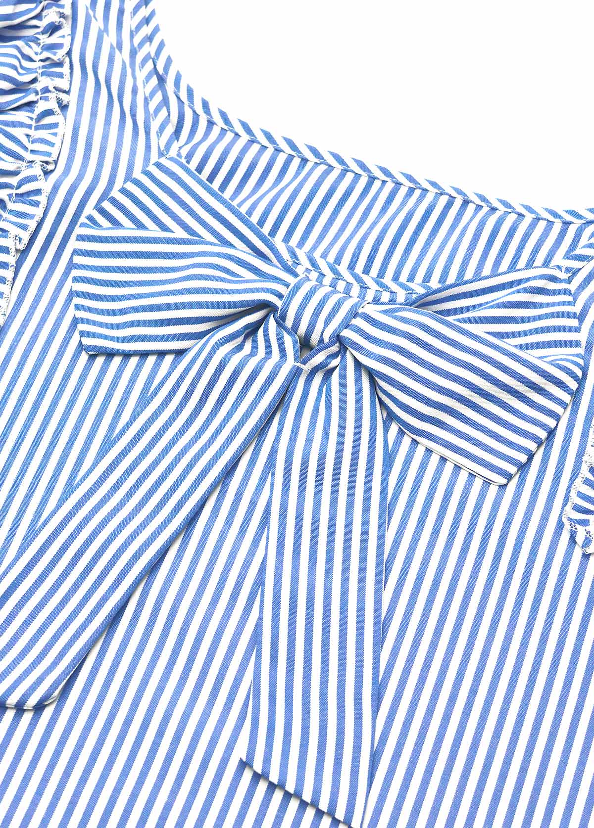 Blue Striped Short Sleeve Square Neck T Shirt | picture 