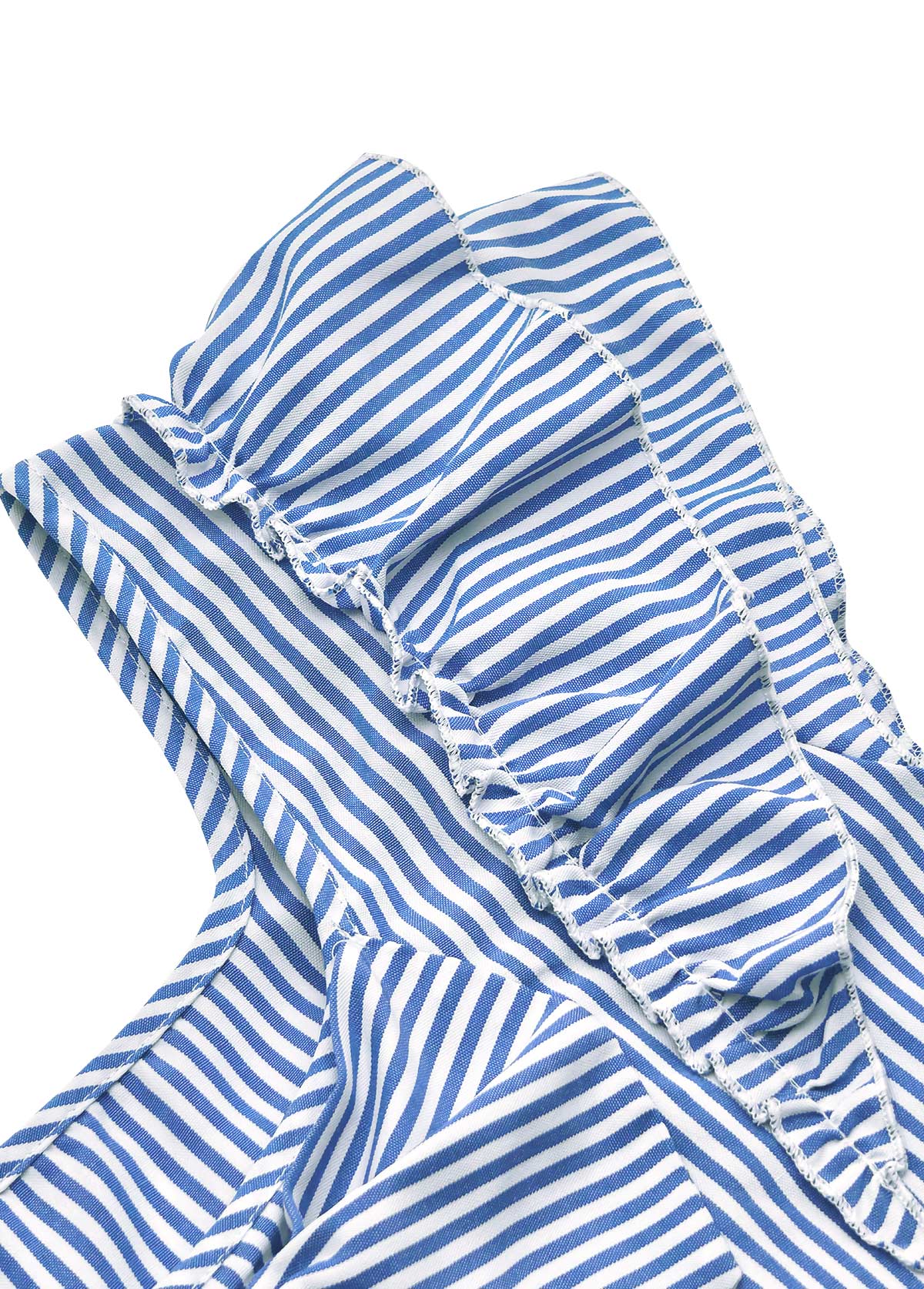 Blue Striped Short Sleeve Square Neck T Shirt | picture 