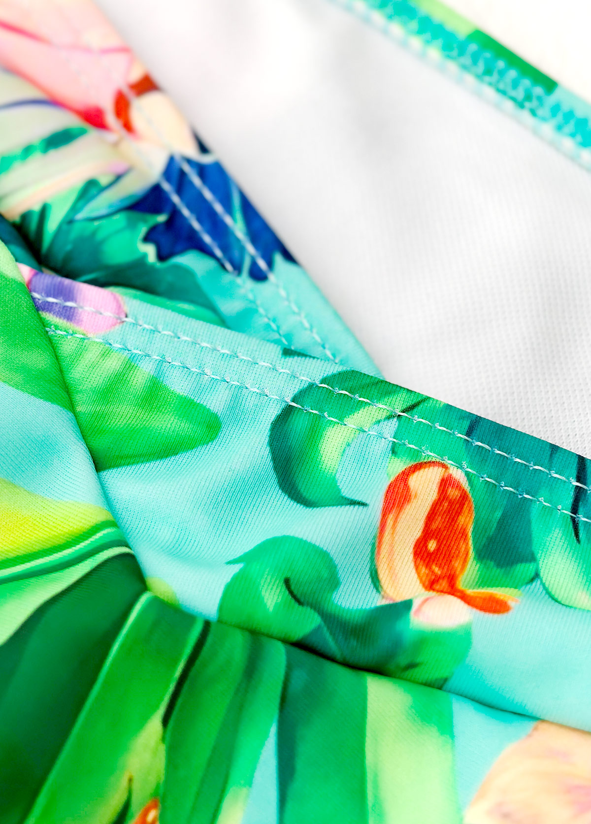 Mid Waisted Tropical Plants Print Mint Green Bikini Set | picture 