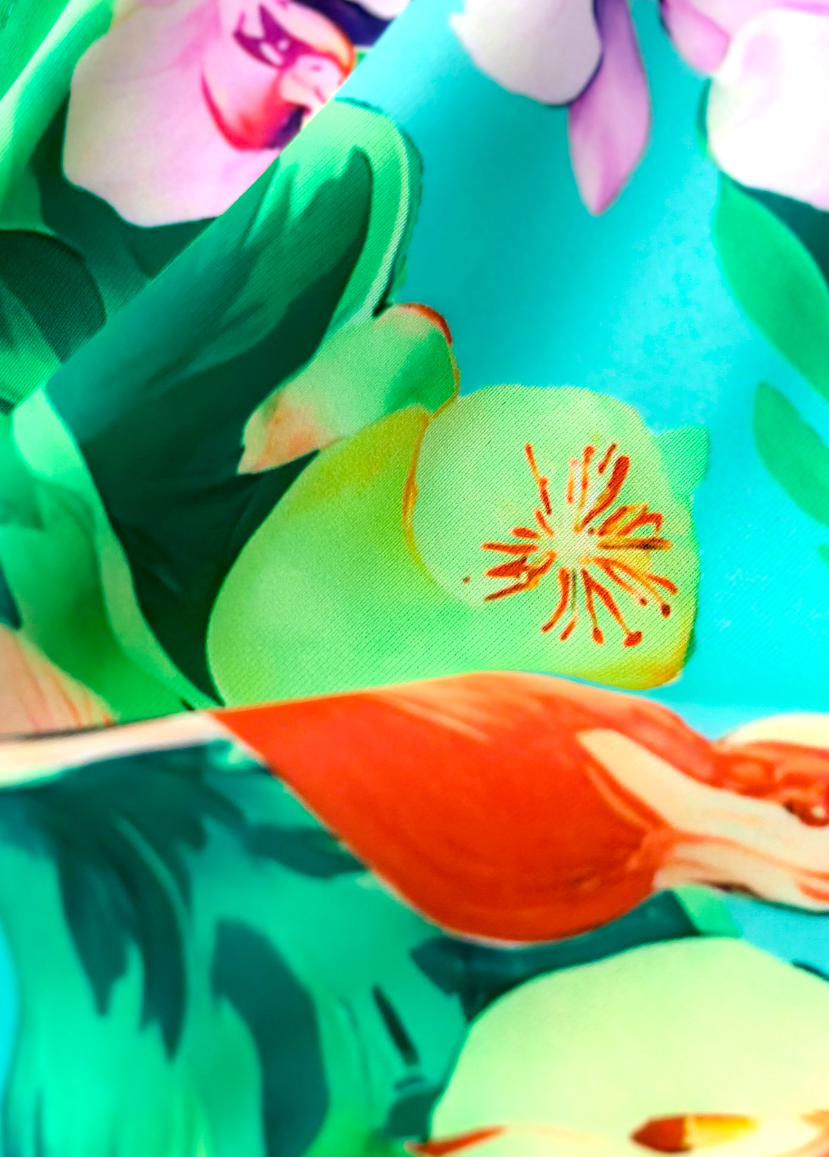 Mid Waisted Tropical Plants Print Mint Green Bikini Set | picture 