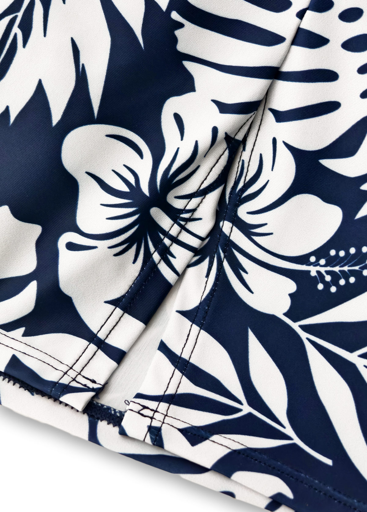 Mid Waisted Tropical Plants Print Navy Tankini Set | picture 