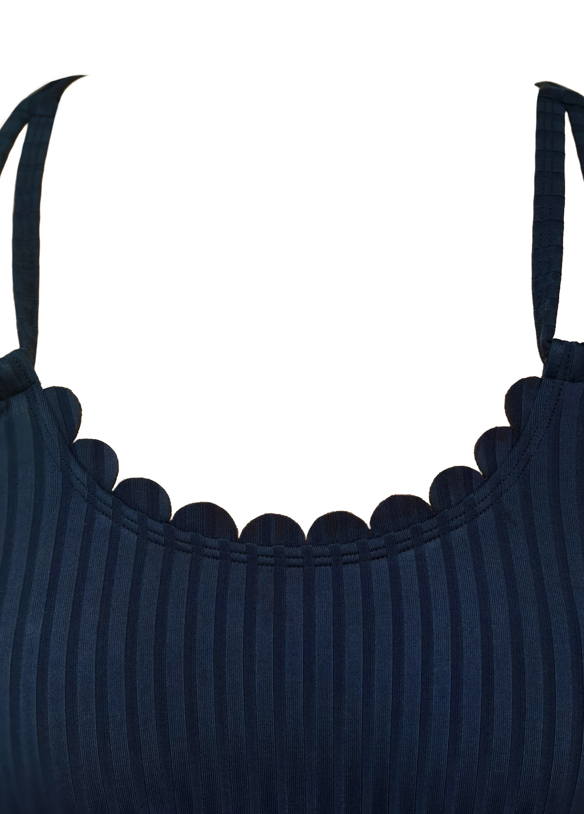 Mid Waisted Tropical Plants Print Navy Tankini Set | picture 