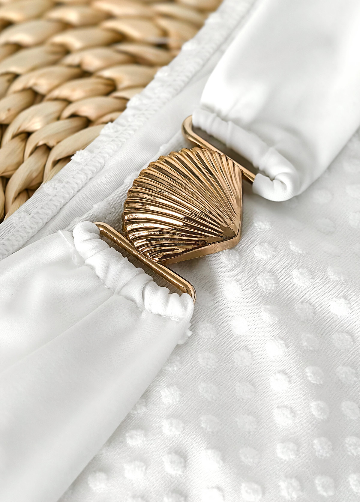 Mid Waisted White V-Neck Bikini Set | picture 